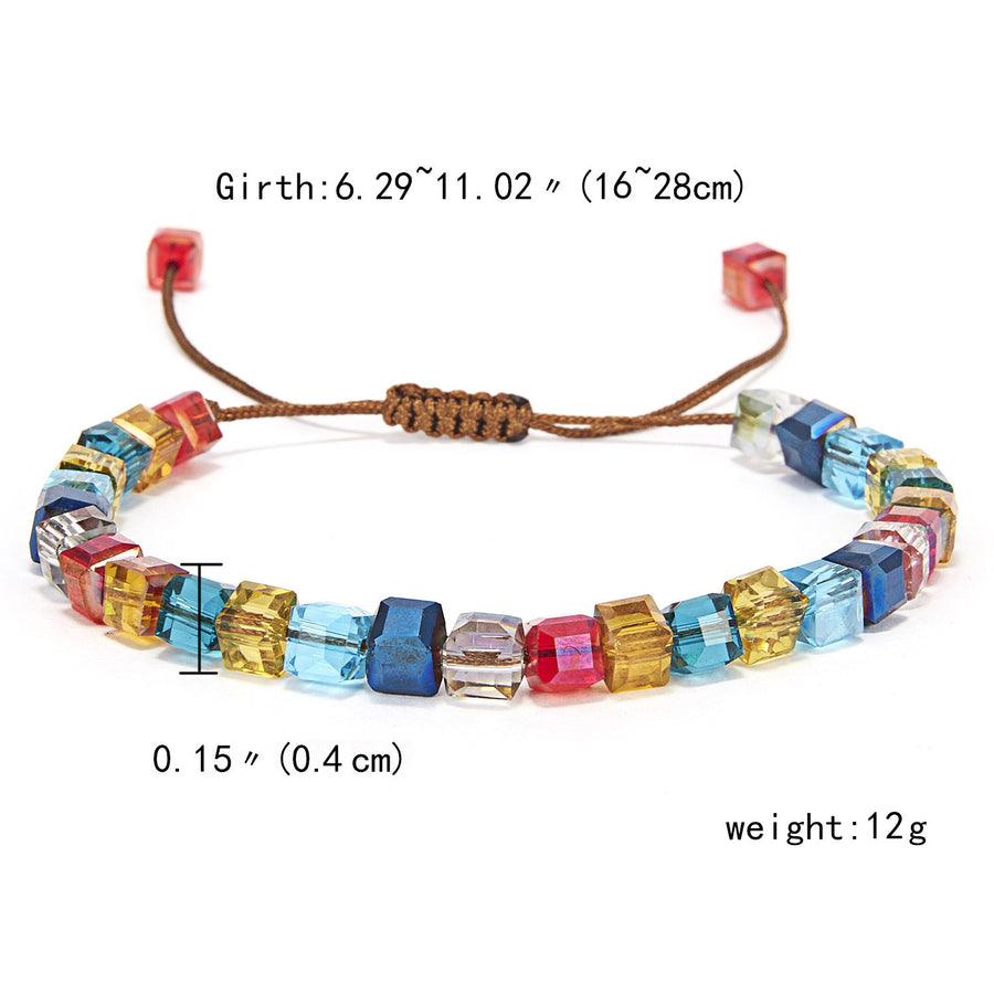 Hand-woven Square Colorful Colorful Stone Crystal String Beads Bracelet