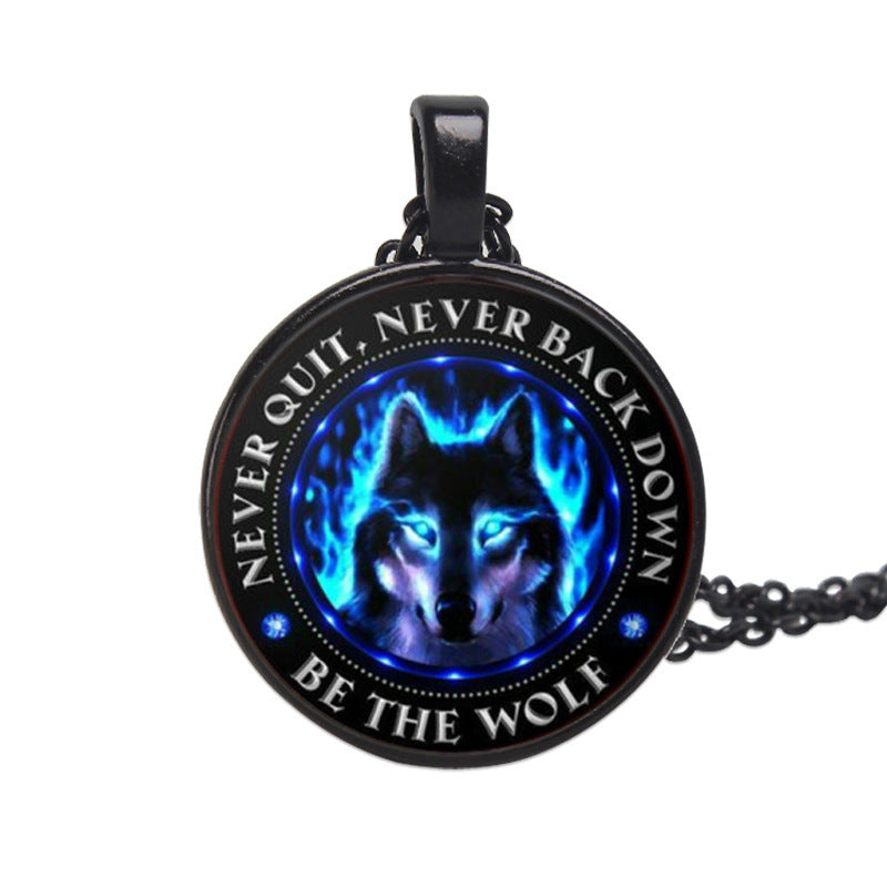 Wolf Totem Time Stone European And American Metal Sweater Pendant Necklace