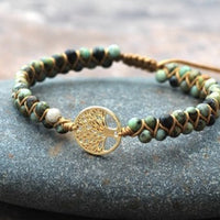 Elegant Tree Bead Yoga Bracelet – Double Braided Design