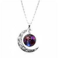 Starry Sky Animal 12 Constellation Moon Necklace Time Stone Pendant