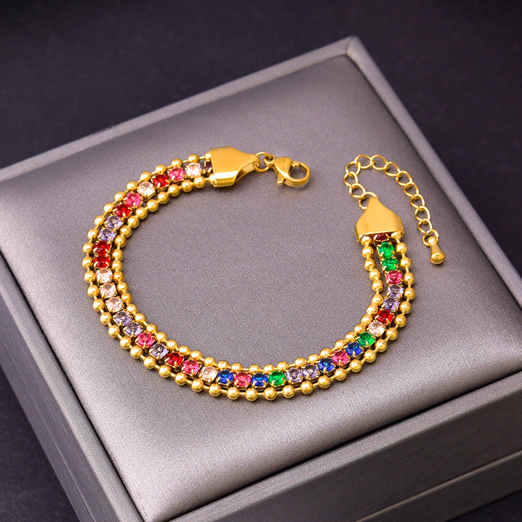 Boho Charm: Colorful Zircon Rhinestone Bracelet