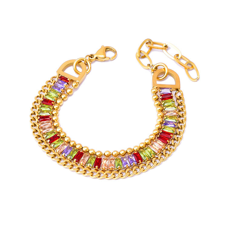 Boho Charm: Colorful Zircon Rhinestone Bracelet