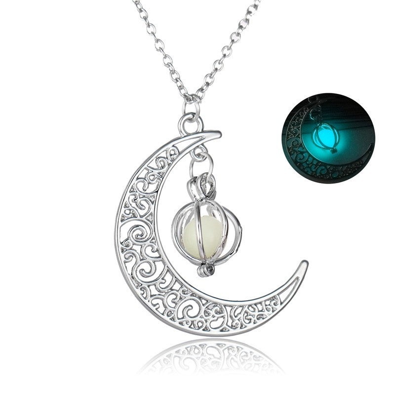 Fashion Moon Natural Glowing Stone Healing Necklace Women Gift Charm Luminous Pendant Necklace Jewelry
glowing