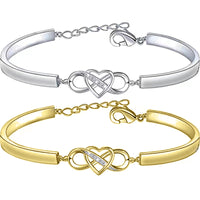 Infinity Heart Bracelet Bangle Crystal Love Forever Symbol Charm Bracelets