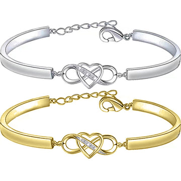 Infinity Heart Bracelet Bangle Crystal Love Forever Symbol Charm Bracelets