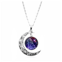 Starry Sky Animal 12 Constellation Moon Necklace Time Stone Pendant