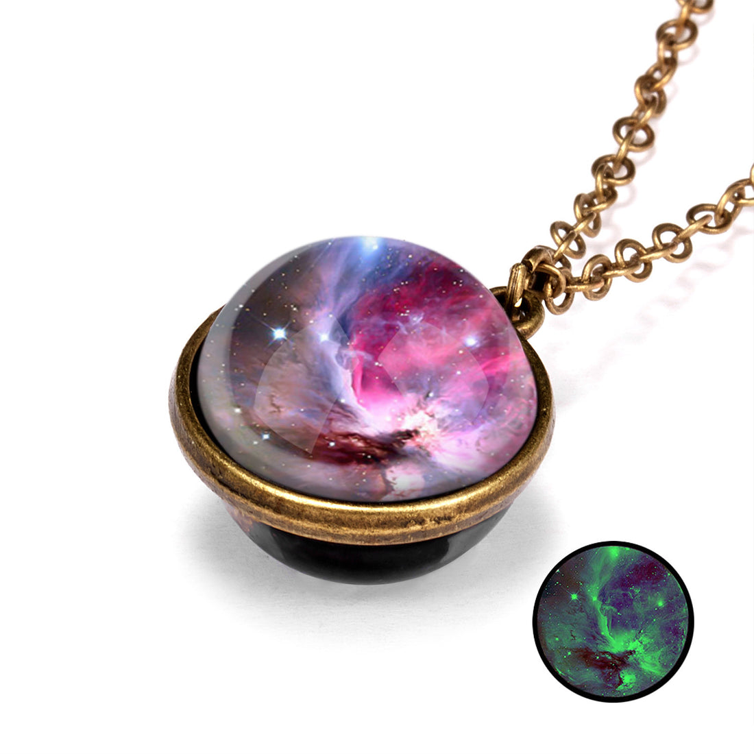 Nebula Universe Luminous Double Side Retro Pendant Necklace