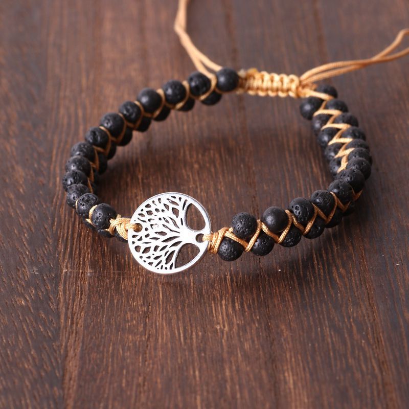 Elegant Tree Bead Yoga Bracelet – Double Braided Design