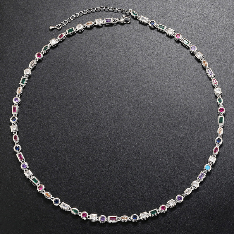 Luminous Aura: Dazzling Colorful Crystal Bracelet and Necklace