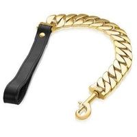 Golden Elegance: 14K Gold Plated KILO Cuban Link Dog Leash - Posh Streetwear for Dogs