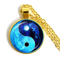 Yin Yang Necklace Tai Chi Unisex Time Stone Cabochon Glass Pendant