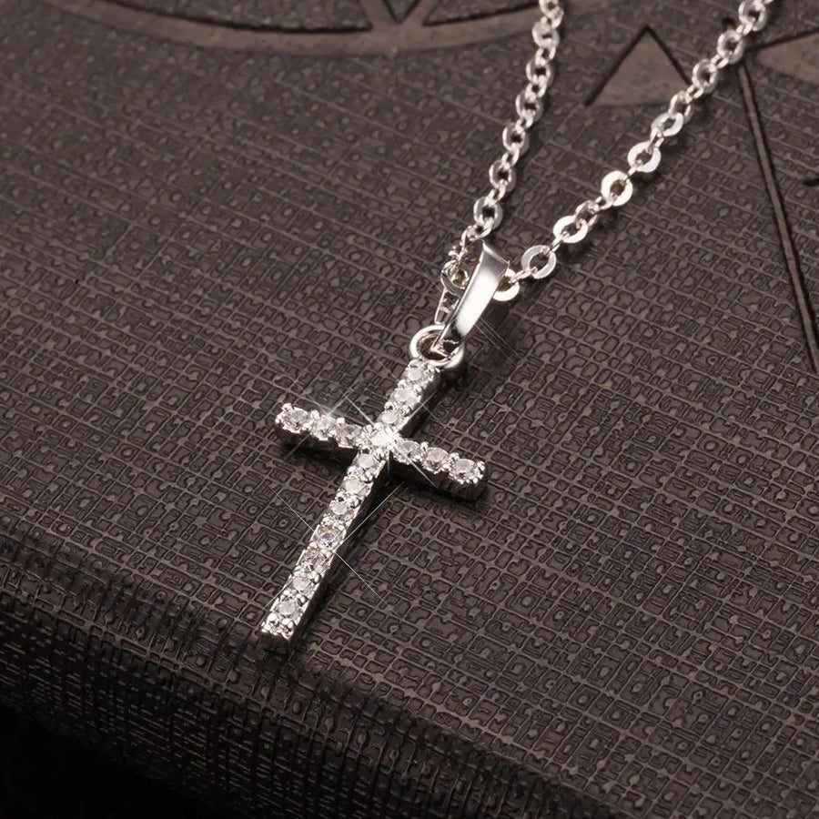 Luminous Cross Crystal Pendant - Unisex Elegance