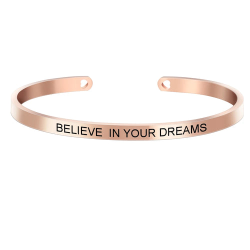 4mm Laser Engraved Cuff Bracelet with Uplifting Quotes