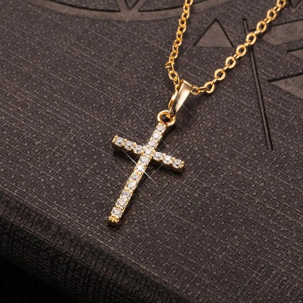 Luminous Cross Crystal Pendant - Unisex Elegance