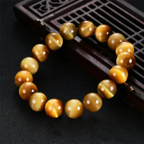 High Quality Pink Tiger Eye Buddha Bracelets - Natural Stone Beads - Elastic Rope for Men & Women - Perfect Gift