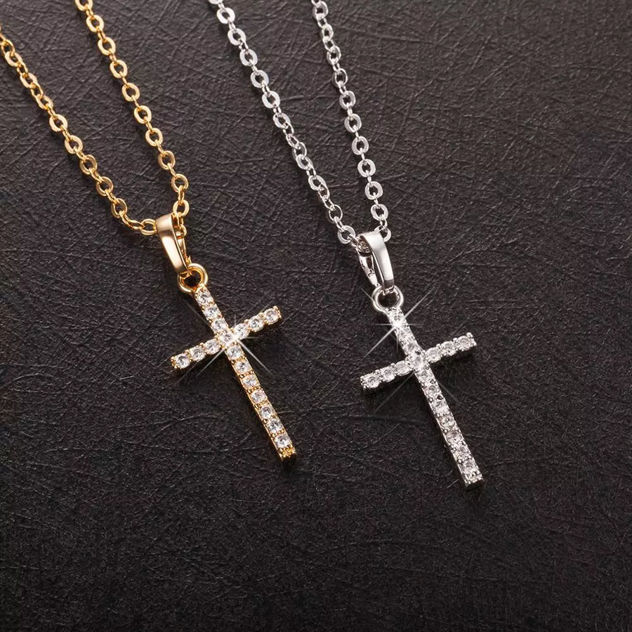 Luminous Cross Crystal Pendant - Unisex Elegance