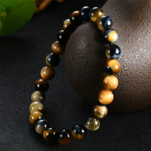 High Quality Pink Tiger Eye Buddha Bracelets - Natural Stone Beads - Elastic Rope for Men & Women - Perfect Gift