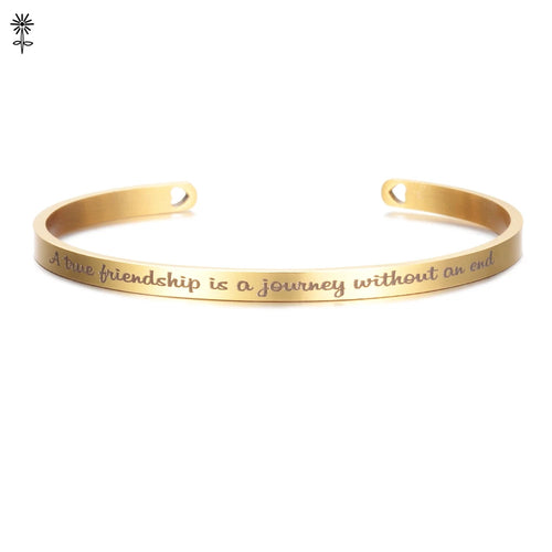 4mm Laser Engraved Cuff Bracelet with Uplifting Quotes