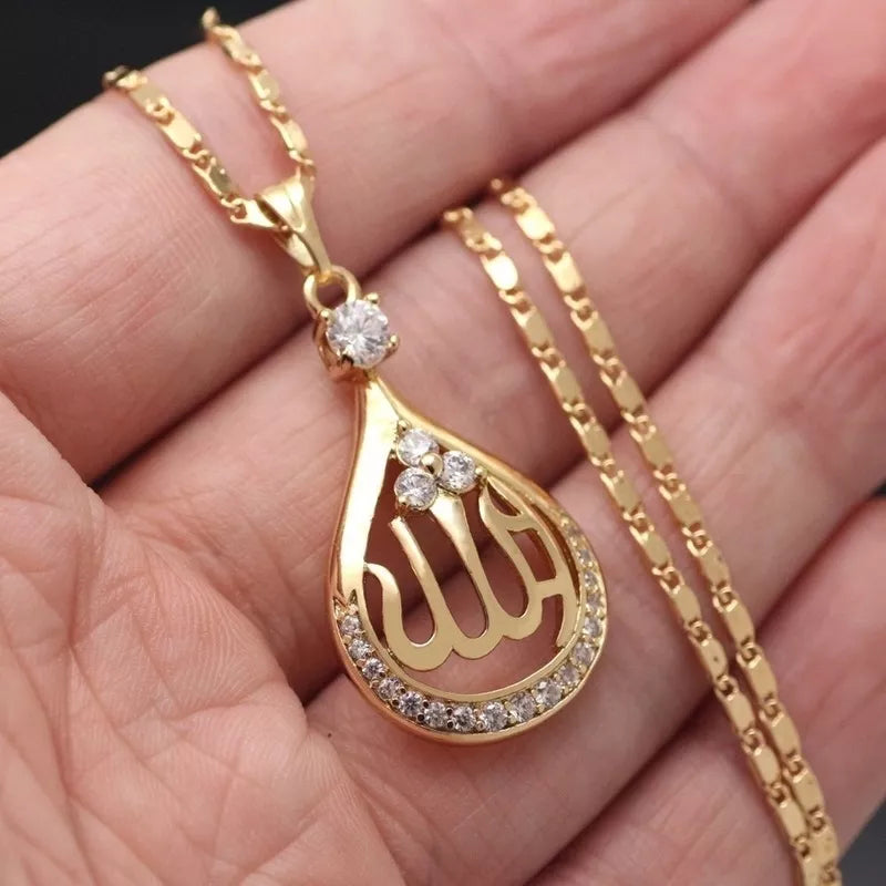 Islamic Muslim Allah Quran Drop Shape Pendant Necklace Men Women