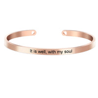 4mm Laser Engraved Cuff Bracelet with Uplifting Quotes