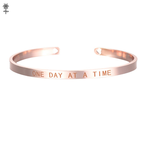 4mm Laser Engraved Cuff Bracelet with Uplifting Quotes