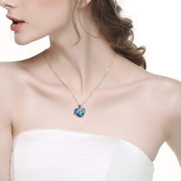 I LOVE YOU FOREVER Blue  Crystal Heart Necklace & Gift Box in 18K White