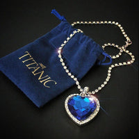 Titanic Heart of Ocean Necklaces for Women Peach Heart Blue Crystal