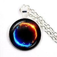 Yin Yang Necklace Tai Chi Unisex Time Stone Cabochon Glass Pendant