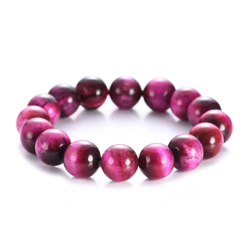 High Quality Pink Tiger Eye Buddha Bracelets - Natural Stone Beads - Elastic Rope for Men & Women - Perfect Gift