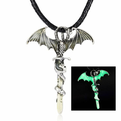 Dragon Glow In Dark Pendant Rope Necklace