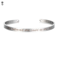 4mm Laser Engraved Cuff Bracelet with Uplifting Quotes