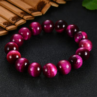 High Quality Pink Tiger Eye Buddha Bracelets - Natural Stone Beads - Elastic Rope for Men & Women - Perfect Gift