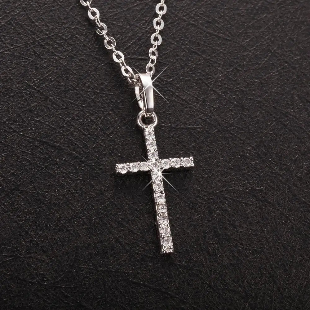 Luminous Cross Crystal Pendant - Unisex Elegance