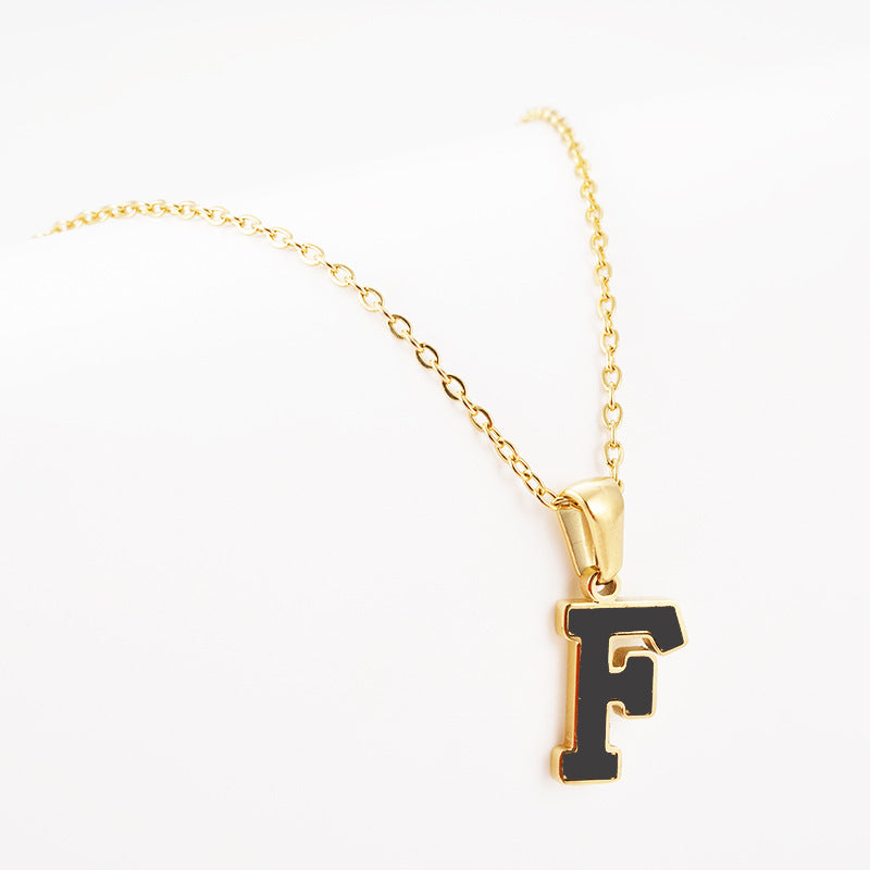 Titanium Steel First Word Letter Necklace Women's Simple Fashion