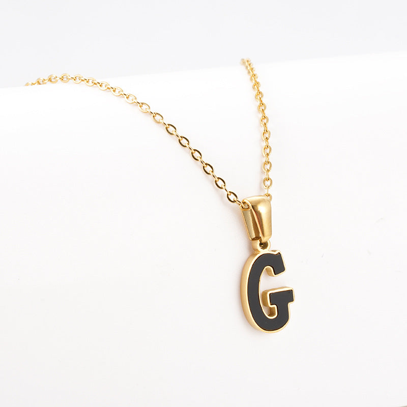 Titanium Steel First Word Letter Necklace Women's Simple Fashion