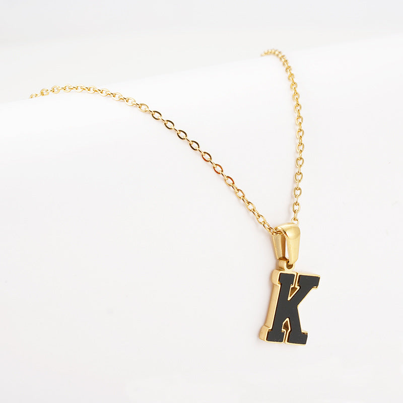 Titanium Steel First Word Letter Necklace Women's Simple Fashion