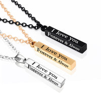 Long Stainless Steel I LOVE YOU Wishing Column Pendant Necklace