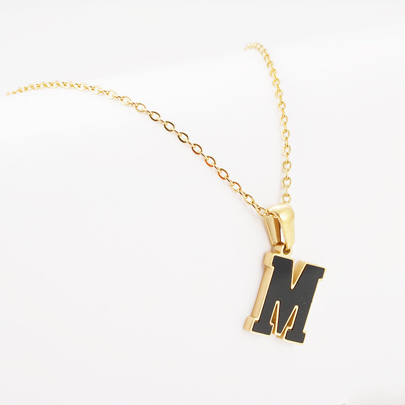 Titanium Steel First Word Letter Necklace Women's Simple Fashion