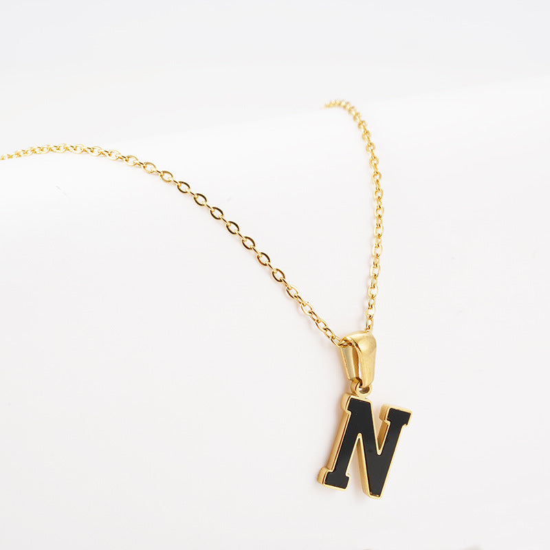 Titanium Steel First Word Letter Necklace Women's Simple Fashion