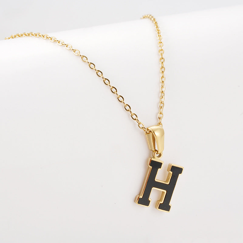 Titanium Steel First Word Letter Necklace Women's Simple Fashion