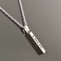 Long Stainless Steel I LOVE YOU Wishing Column Pendant Necklace