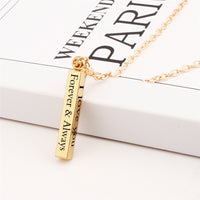 Long Stainless Steel I LOVE YOU Wishing Column Pendant Necklace