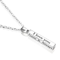 Long Stainless Steel I LOVE YOU Wishing Column Pendant Necklace