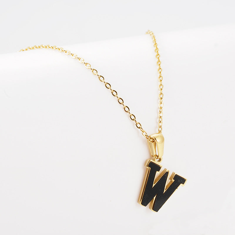 Titanium Steel First Word Letter Necklace Women's Simple Fashion