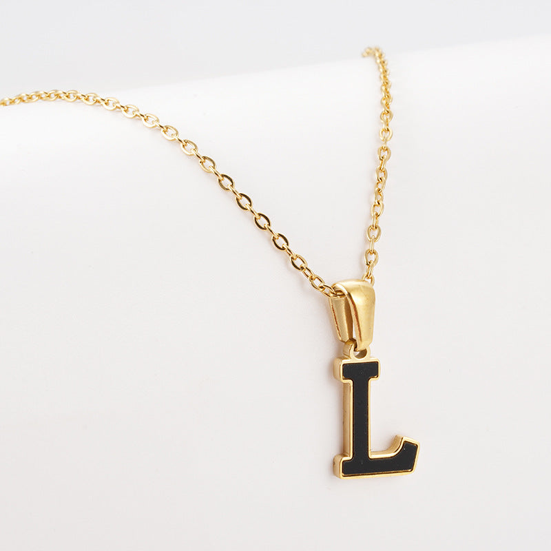 Titanium Steel First Word Letter Necklace Women's Simple Fashion