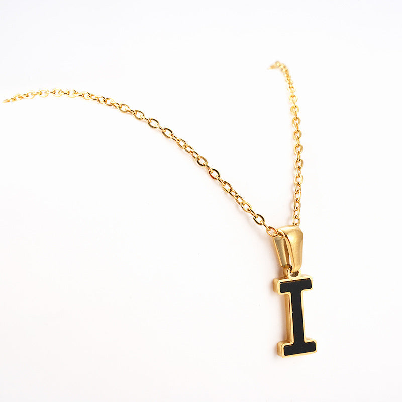 Titanium Steel First Word Letter Necklace Women's Simple Fashion