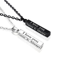 Long Stainless Steel I LOVE YOU Wishing Column Pendant Necklace