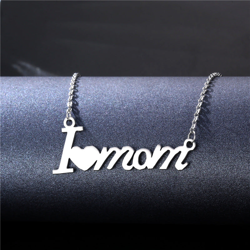 MOM Mother's Day Necklace Simple English Letters Glossy