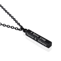 Long Stainless Steel I LOVE YOU Wishing Column Pendant Necklace