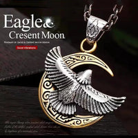 Vintage Indian Style Flying Eagle Moon Pattern Pendant Men Necklace